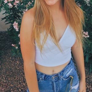 white cropped tank